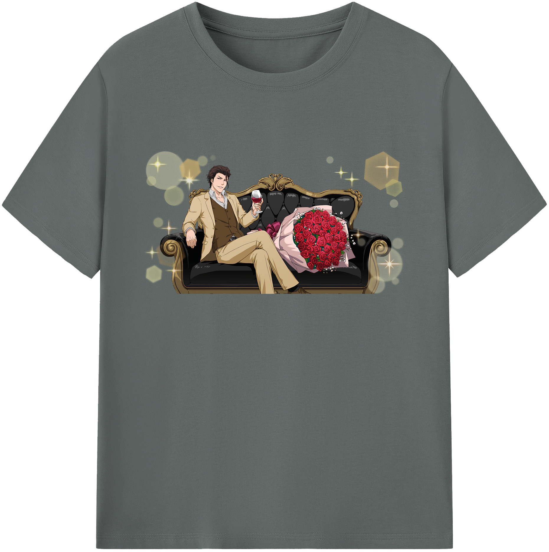 （画像用） ブリーチ 藍染 惣右介（あいぜん そうすけ） BLEACH Aizen Sousuke 綿100％ メンズ半袖Tシャツ｜肌触りやわらか＆通気性